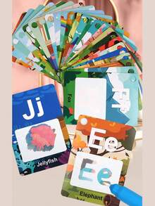 A Set Of Water Drawing & Sketching Cognitive Cards, Educational & Cognitive Toys For Kids To Learn Painting & Sketching, Reusable Water Drawing Cards For Early Learning - Apricot - View 3