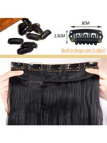 Synthetic Long Wavy 5 Clips Hair Extensions 32Inch Clip On Hair Extensions High Tempreture Fake For Women - Black - View 3
