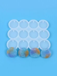 1 件 12 腔圆形树脂珠宝铸造模具透明扁平圆形树脂吊坠硅胶模具带挂孔适用于树脂环氧树脂 UV 树脂肥皂 DIY 工艺品 - 白色 - 查看 4