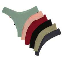 6 piezas de mujeres Tanga & Tanga Braguitas con de canalé diseño - Multicolor - Ver 2