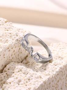 1件不銹鋼爸爸字母戒指,適合作為父親節男士禮物 - 銀色 - 查看 1