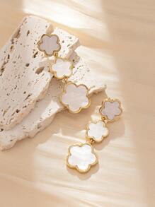 1pair Fashionable & Versatile Five-petal Flower Decor Earrings For Women - Multicolor - View 2