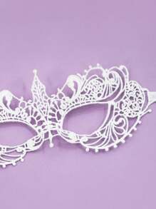 1入組白色蕾絲半口罩,3D角色扮演派對口罩適用於條形假面舞會