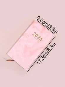 1 Cuaderno Con Patrón De Mármol Rosa, Sencillo Y Multifuncional, Adecuado Para Estudiantes - Rosa - Ver 6