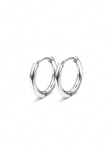 1-8 Pairs Black Stud Earrings for Men Women - Stainless Steel Stud Earrings Small CZ Stud Earrings Piercing Huggie Hoop Earrings Set Jewelry - Silver - View 20