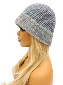 1pc Ladies' Handmade Knitted Knit Mixed Lamb Knitted Y2k Style Street Bucket Hat, Suitable For Daily Use - Multicolor - View 2