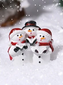 1pc Creative Christmas Decoration Cute Resin Little Snowman Ornament For Display Best Gifts Birthday - Multicolor - View 2