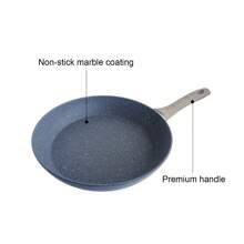 1 件/3 件灰色铝制不粘煎锅 - 火山石涂层、木质手柄和通用炉灶安全（无涂层、易清洁和轻巧设计） - 淺灰色 - 查看 5