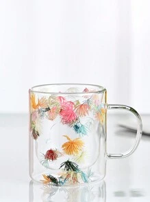 Creative Double Wall Glass Cup With Dried Real Flowers, Perfect Gift For Juice And Milk, Highly Attractive Value, With High-Peng Silicon - Penglai Pine Flower Coffee Cup - View 1