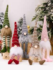 1只帶條紋針織帽的小鹿掛腳娃娃,聖誕老人家庭裝飾,無面人聖誕家居裝飾,新年禮物 - 綠色 - 查看 3