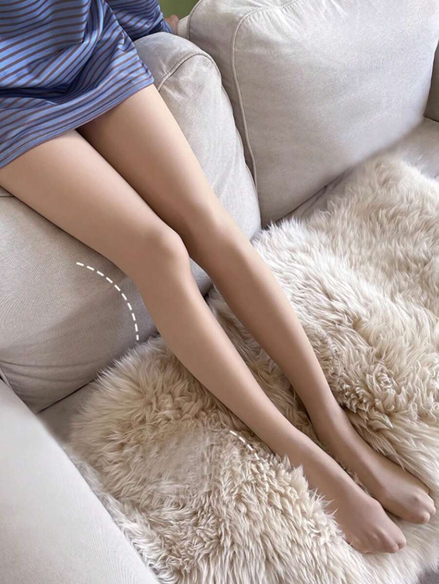 [1 Pair] Women's One-piece Warm Tights With Mesh Waist And Tummy Control, 3 Thickness And 3 Color Options Available