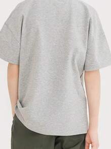 Tween Girl可愛簡約清新印花圓領t卹,夏季 - 灰色 - 查看 6