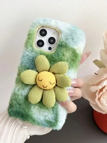 Smiling Sunflower Fashionable Drop-Proof Plush Phone Case, Compatible With Iphone, Compatible With Samsung, Compatible With Google And Compatible With Moto Phones,International Version, Not The Domestic Version - Burnt Orange - View 9