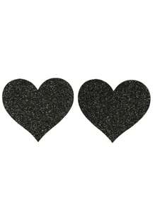 2pcs/set Disposable Women's Heart-shaped Nipple Cover, No Trace, Anti-exposure, Sexy Breast Sticker - Black - View 2