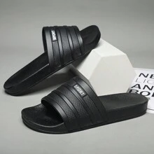 夏季男士凉鞋，新款拖鞋，时尚耐磨软底拖鞋，加厚气垫鞋底，个性化防滑沙滩鞋 - 黑色 - 查看 1