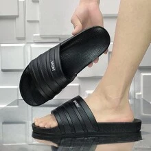 夏季男士凉鞋，新款拖鞋，时尚耐磨软底拖鞋，加厚气垫鞋底，个性化防滑沙滩鞋 - 黑色 - 查看 6