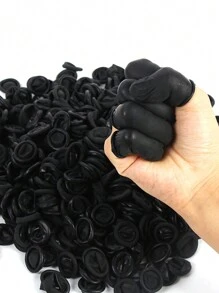 100 件/包黑色乳膠手指套工業勞保刺繡美甲一次性薄防護指套 - 均碼 - 查看 7