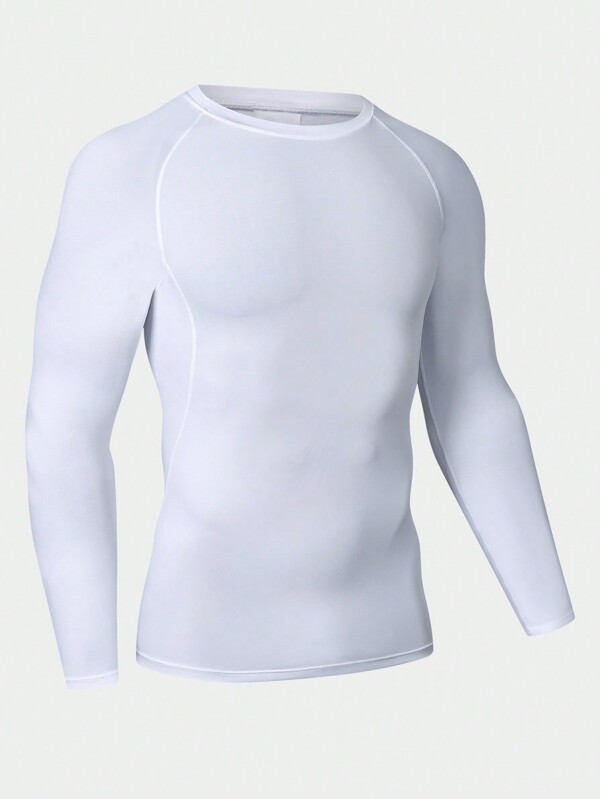 Boyfriend Style Men's Compression Gym Outdoor Sports Fishing Cycling Hiking Casual Breathable Quick Drying Long Sleeve Fitness Shirt, Tight Moisture-Wicking Core Workout Base Layer