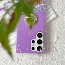 1 件全新設計紫色防摔星空閃光 Diy 串珠手鍊環支架 Tpu 液體矽膠女式手機殼兼容蘋果、三星、oppo 和其他 Android 手機保護殼 - 紫色 - 查看 8