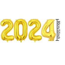 32英寸金色2024數字氣球,適用於新年前夕、聖誕節、新年派對裝飾和主題派對場景 - 金色 - 查看 2