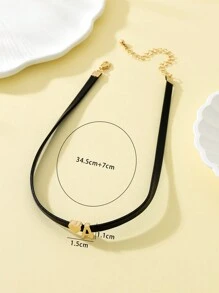 1入流行極簡金屬心形及字母設計奇美頸鍊 - 金黃色 - 查看 6