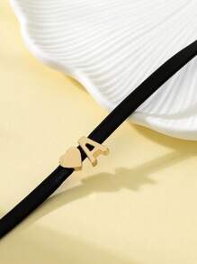 1入流行極簡金屬心形及字母設計奇美頸鍊 - 金黃色 - 查看 5