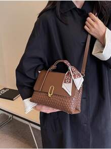 Classic Fashionable Women's Woven Color Block Handbag Shoulder Bag