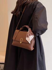 Classic Fashionable Women's Woven Color Block Handbag Shoulder Bag