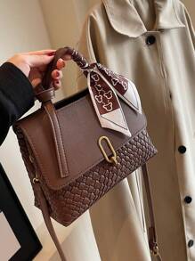 Classic Fashionable Women's Woven Color Block Handbag Shoulder Bag