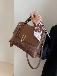 Classic Fashionable Women's Woven Color Block Handbag Shoulder Bag