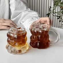 1 Cốc Thủy Tinh Nho Sáng Tạo Mới Có Tay Cầm, Cốc Sữa Phong Cách Ins Cốc Trong Suốt Borosilicate Cao Cho Latte, Cà Phê, Nước Trái Cây Và Đồ Uống - trong suốt - Xem 1