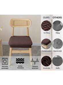 1 件提花无靠背椅子座套，现代涤纶方形防尘软椅垫套（不含垫子，仅含椅套） - 咖啡棕 - 查看 3