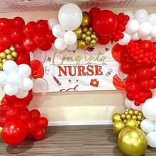 NiuN Decoración De Globos Rojos Y Blancos - Rojo - Ver 2