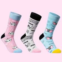Miniso 3 Pairs Disney Series Socks For Men And Women Couples,Breathable Crew Socks Outdoor Sports Socks - Baby Blue - View 2