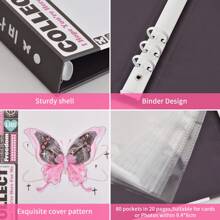 Photo Card Binder A5 Kpop Photo Card Holder Book Kpop Album Binder with 80 Pockets Inner 6 Ring - Multicolor - View 3