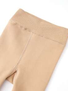 1 件儿童抽绳加厚羊毛马镫紧身裤打底连体衣 - 杏色 - 查看 8