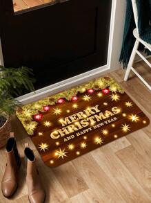聖誕風格圖案地墊,喜慶裝飾用品擦鞋墊 - 紅色 - 查看 2