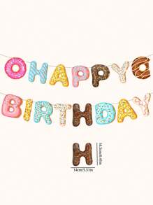 1件套甜甜圈圖案生日拉旗 - 彩色 - 查看 3