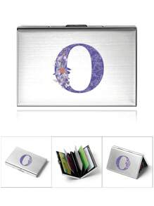 Kim loại Thẻ Hộp Nam Id Thẻ tín dụng Giá đỡ Gầy Túi tiền Gầy Loại vỏ NỮ Nam Thẻ ngân hàng hoặc thẻ ghi nợ Làm Việc  Có thể mang đi Đa chức năng Bìa thẻ Ban đầu Tên A Đến Z Tím Lá thư Đồ họa hoa In Món quà Cho bạn trai Đối với Hằng ngày Cho nam giới Đối với Thẻ tín dụng Đối với Học sinh - Bạc - Xem 1