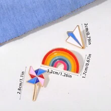 3入組彩虹風車和紙飛機形狀的合金金屬胸針套裝