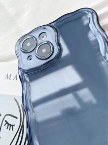 1pc Fashionable Wavy Anti-Shock TPU Phone Case Compatible With IPhone - Blue - View 5