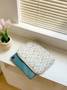 1pc Green Flower Hand File Bag 15 Inch 14 Inch 13 Inch Laptop Bag Tablet 11ipad Inner Bag