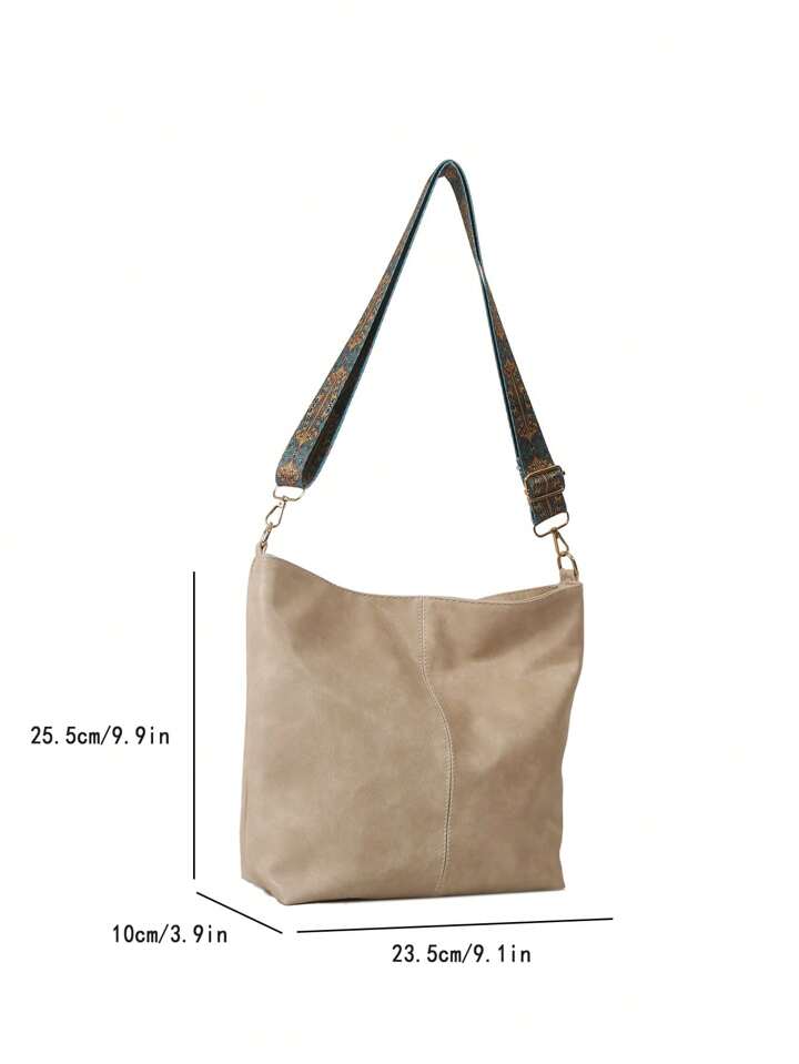 Bolso Hobo con correa geometrica bolso bandolera de gran capacidad bolso bandolera retro para mujer Bolso bandolera estilo retro para mujer Bolso tipo cubo de PU de moda Bolso de hombro simple