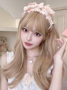 alicegarden 1 件合成耐热、金色长直假发、24 英寸长、全机器编织日常自然逼真假发