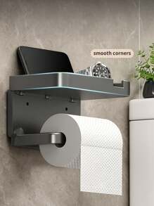1 件壁掛式浴室紙巾架,無需鑽孔,衛生紙架,適用於廚房、浴室、客廳 - 黑色 - 查看 2