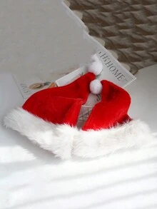 1頂聖誕節裝飾長毛絨/短毛絨派對禮物兒童加厚聖誕帽 - 紅色 - 查看 4