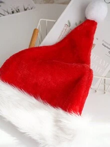 1頂聖誕節裝飾長毛絨/短毛絨派對禮物兒童加厚聖誕帽 - 紅色 - 查看 3