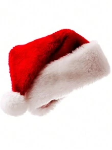 1頂聖誕節裝飾長毛絨/短毛絨派對禮物兒童加厚聖誕帽 - 紅色 - 查看 2