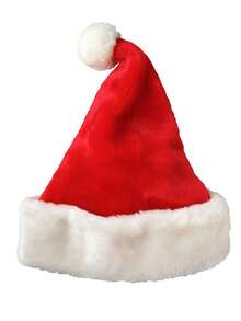 1頂聖誕節裝飾長毛絨/短毛絨派對禮物兒童加厚聖誕帽 - 紅色 - 查看 7