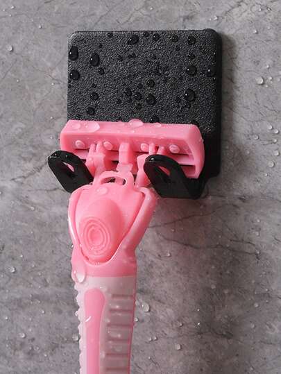 2pcs Wall Mounted Shaver Holder, Key Rack With Adhesive Strips, Reusable Self-adhesive Hooks, Multipurpose Bathroom Kitchen Hooks, Bathroom Accessories